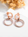 thumb Stainless Steel With Rose Gold Plated Delicate Round with Rome number Stud Earrings 1