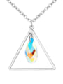 thumb Simple Hollow Triangle Water Drop austrian Crystal Alloy Necklace 3