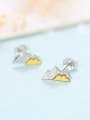 thumb 925 Sterling Silver With Two-color plating Simplistic mountain Stud Earrings 3