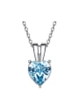 thumb Simple Heart shaped Blue austrian Crystal Necklace 0