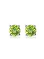 thumb Simple Style Square -shape Natural Olivine Stud Earrings 0