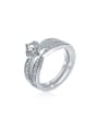 thumb Exquisite Round Shaped Zircon Platinum Plated Ring Set 0