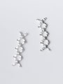 thumb Personality Cross Design Rhinestones Silver Stud Earrings 0