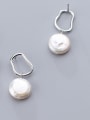 thumb 925 Sterling Silver With Platinum Plated Delicate Irregular Drop Earrings 0