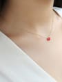 thumb 925 Sterling Silver With 18k Gold Plated Classic Redstone Locket Necklace 1