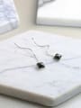 thumb Simple Black Stone Silver Line Earrings 2