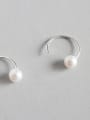 thumb Sterling silver handmade simple geometric semicircle bead earring 2