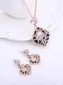 thumb Alloy Rose Gold Plated Fashion Rhinestones Hollow Square Two Pieces Jewelry Set 1