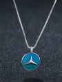 thumb 925 Sterling Silver With Platinum Plated Cute Round Blue Fishtail Pendant Necklaces 0