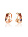 thumb Multi-color Rose Gold Plated Zircon Clip On Earrings 0