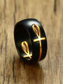 thumb Stainless Steel With Gun Plated Personality Cross Band Rings 1
