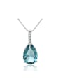 thumb S925 Silver Blue Shining Crystal Elegant Pendant 0