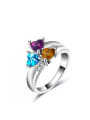 thumb Women Colorful Glass Bead Heart Shaped Ring 0