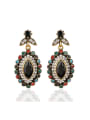 thumb Retro style Colorful Resin stones Crystals Oval Drop Earrings 0