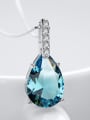 thumb S925 Silver Blue Shining Crystal Elegant Pendant 2