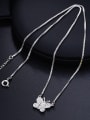 thumb Copper Alloy White Gold Plated Simple style Butterfly Zircon Necklace 1