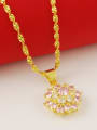 thumb High Quality Pink Flower Shaped Zircon Necklace 2