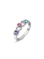 thumb Elegant Platinum Plated Heart Shaped Crystal Ring 0