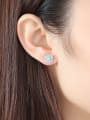 thumb Sterling silver classic disc opal earrings 1