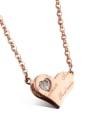 thumb Simple Heart Rhinestones Titanium Women Necklace 1