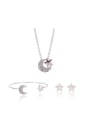 thumb Alloy White Gold Plated Simple style Star and Moon Rhinestone Three Pieces Jewelry Set 0