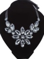 thumb Exaggerated Marquise Resin Flower Black Ribbon Necklace 2