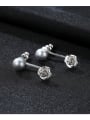 thumb Pure silver 7-7.5mm natural freshwater pearl flower studs 0