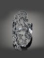 thumb Retro style Antique Silver Plated Hollow Flowery Rhinestones Ring 0