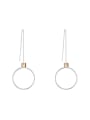 thumb Simple austrian Crystals Round Alloy Line Earrings 0