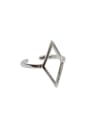 thumb Personalized Hollow Rhombus Silver Opening Ring 0