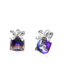 thumb Charming Purple Glass Stone Stud Earrings 0