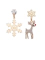 thumb Alloy With Rose Gold Plated Fashion Asymmetry Snowflake Christmas Tree Elk Ear Studs  Drop Earrings 0