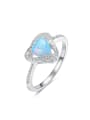 thumb Fashion Opal stone Tiny Zirconias Triangle 925 Silver Ring 0