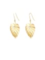 thumb Stainless Steel With Gold Plated Simplistic Leaf Hook Earrings 4