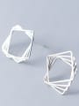 thumb 925 Sterling Silver With Silver Plated Personality Geometric Stud Earrings 3