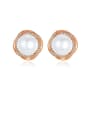 thumb Copper With  Artificial Pearl Simplistic Flower Stud Earrings 0