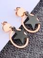 thumb Fashion Black Star Hollow Round Titanium Stud Earrings 2