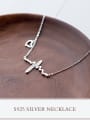 thumb S925 Silver Lady ECG Heart Clavicle Short Necklace 1