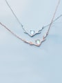 thumb 925 Sterling Silver With Platinum Plated Cute Antlers Heart Necklaces 3