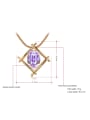 thumb Purple Rose Gold Plated Square Shaped Austria Crystal Two Pieces Jewelry Set 2