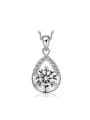 thumb Fashion White Cubic Zirconias Water Drop Copper Pendant 0