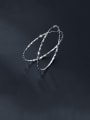thumb 925 Sterling Silver With Platinum Plated Simplistic Round Hoop Earrings 1