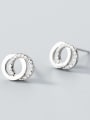 thumb Simply Style Double Round Shaped Tiny Rhinestone Silver Stud Earrings 1