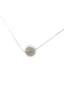 thumb Simple Round Stone Pendant Silver Necklace 0