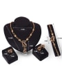 thumb Alloy Imitation-gold Plated Fashion Artificial Stones Heart-shaped Four Pieces Jewelry Set 2