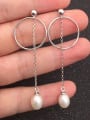 thumb Freshwater Pearl Hollow Round Drop threader earring 1