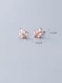 thumb 925 Sterling Silver With Cubic Zirconia Simplistic Leaf Stud Earrings 2