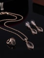 thumb Alloy Antique Gold Plated Vintage style Artificial Stones Oval-shaped Three Pieces Jewelry Set 1
