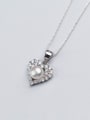 thumb Fashion Heart Shaped Artificial Pearl S925 Silver Pendant 0