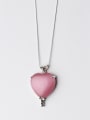 thumb Temperament Heart Shaped Pink Opal Silver Pendant 0